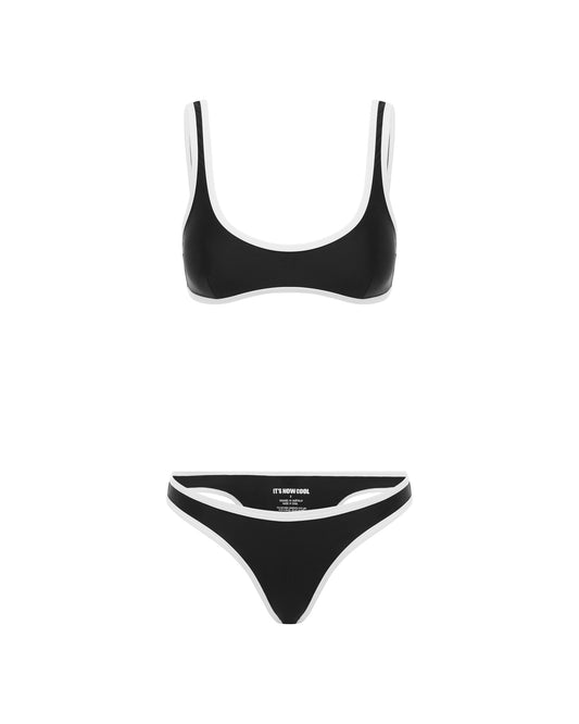 Studio image of the 90s Duo Pant in Black & White Contrast. 