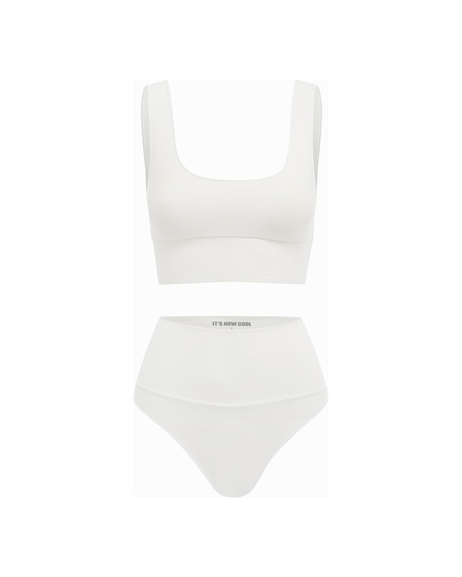 Studio image of the Contour High Waist Pant in white, showcasing its high-rise fit, compression style, and sleek design.