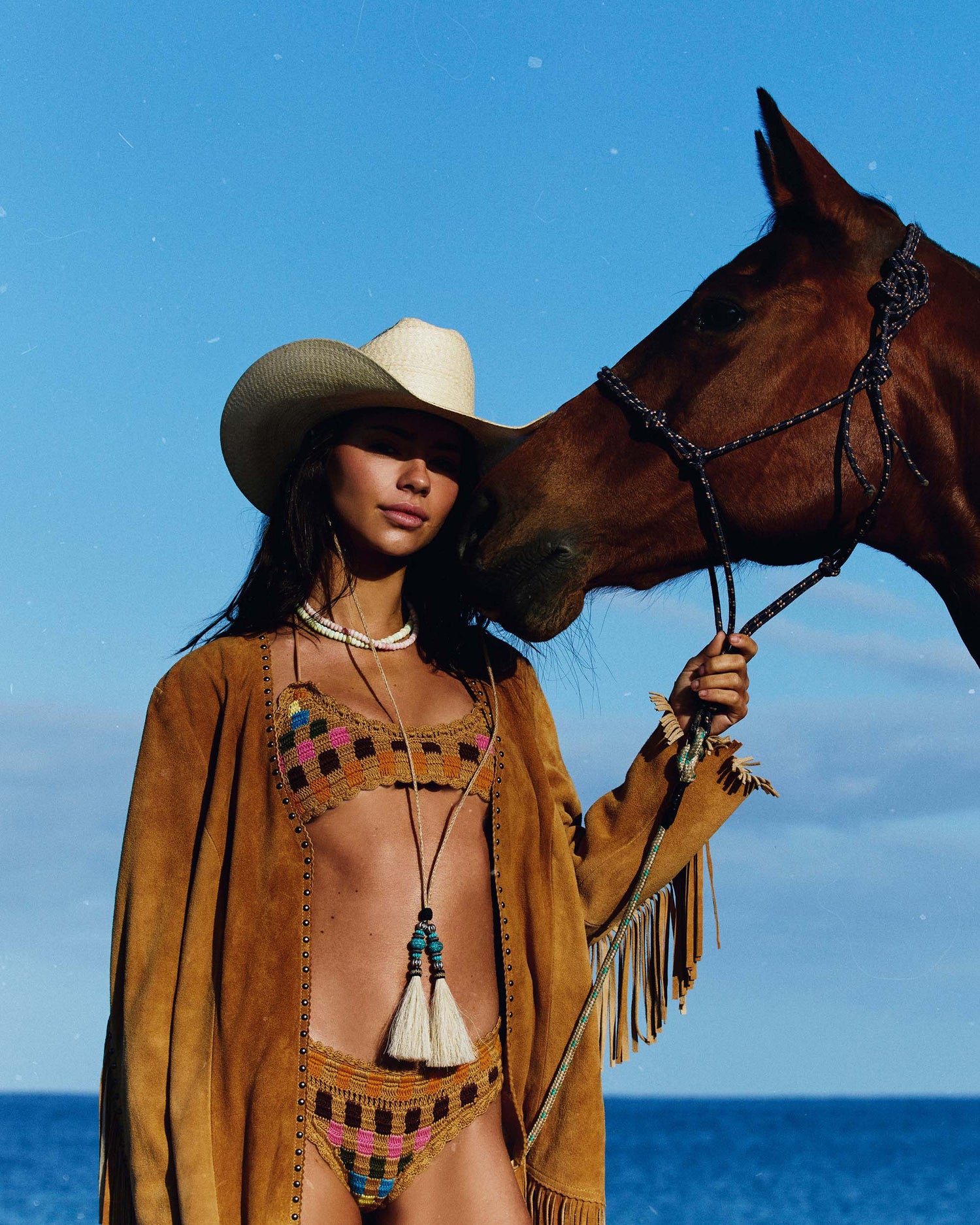 Lifestyle shot of the Crochet Crop Top - Boon. 