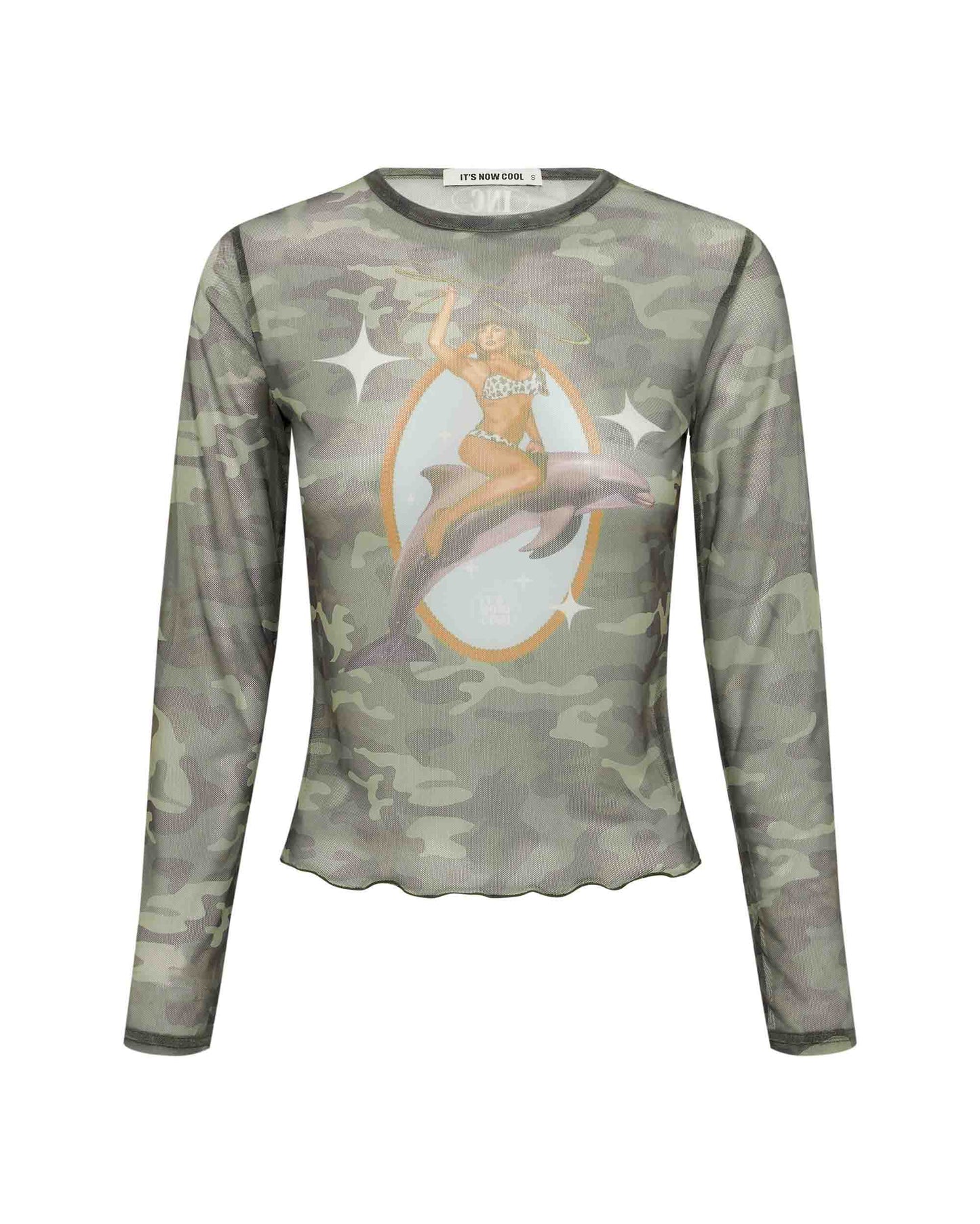 Front view of the Mesh Crop - Dolphin Cowgirl. 